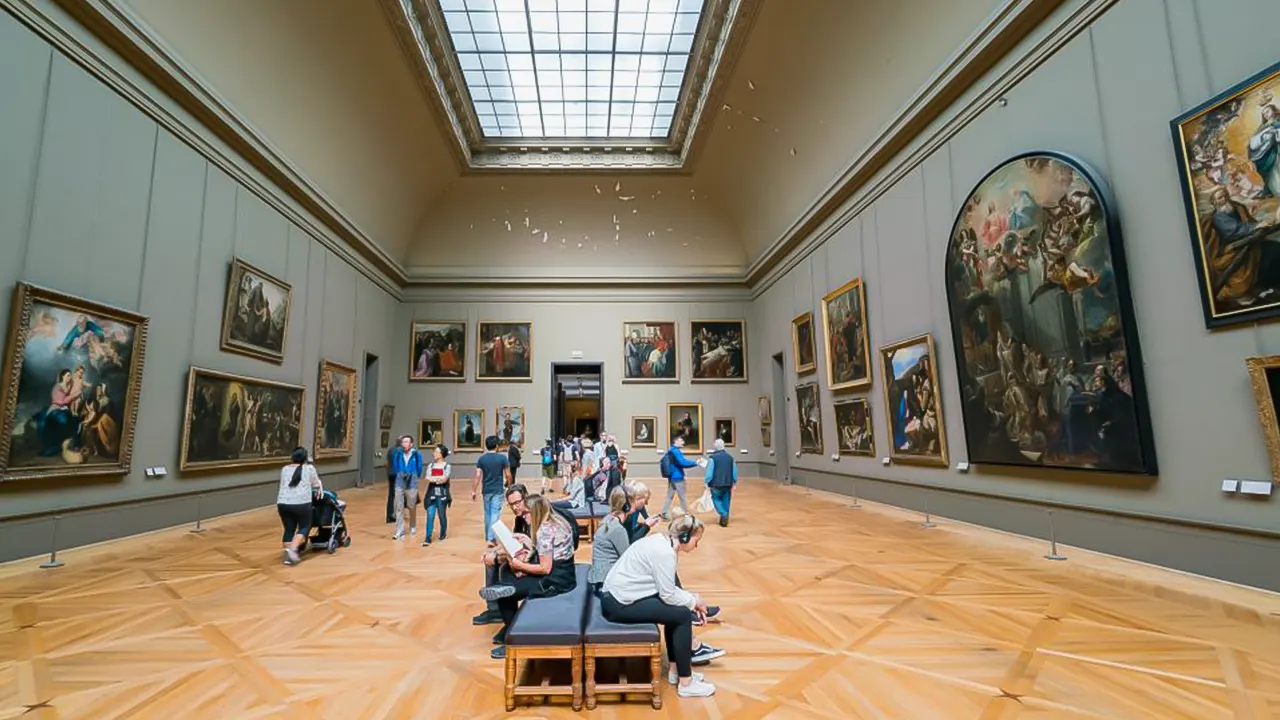 Louvre museum with a tour guide